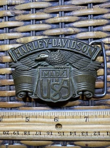 Harley Davidson Motorcycles Brass Belt Buckle - 1980 - USA - Baron - Picture 1 of 2