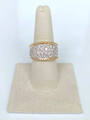 Estate 14K Yellow Gold 1.75 CTW Diamond Pave' Dome Cluster 14.5mm Band Ring Sz 8 - Image 1 of 4