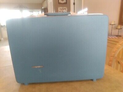 Vintage Sears Travel Master Blue Hard Suitcase Luggage 26” Retro Cool • 50£