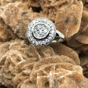 Art Deco Ring rund CZ besetzt Sterlingsilber - Größe 7 - Bild 1 von 4