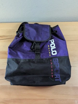 POLO SPORT Ralph Lauren Años 90 Púrpura Negra Duradera Nylon Pequeña Mini Mochila Foto 1 de 4