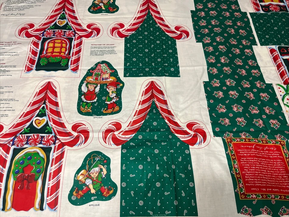 Bastón de caramelo corte elfo y coser tela panel cesta apliques de Navidad Foto 1 de 4