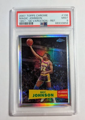 2007-08 Topps Chrome Card #106 Magic Johnson 1957 Refractor /999 Graded PSA 9 - Image 1 of 2