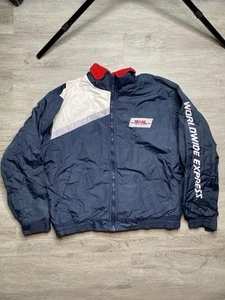 DHL Delivery Chaqueta Para Hombres Grande Rojo Azul Cremallera Completa Chaqueta Forrada de Vellón - Imagen 1 de 9