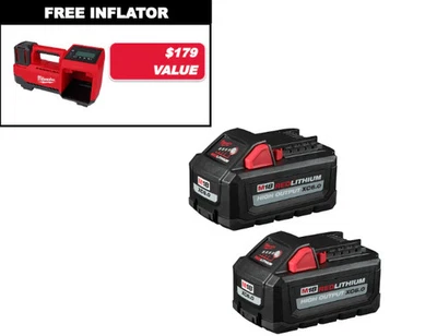Inflador de neumáticos Milwaukee M18 con batería REDLITHIUM HIGH OUTPUT XC6.0 - 2 PK Foto 1 de 4