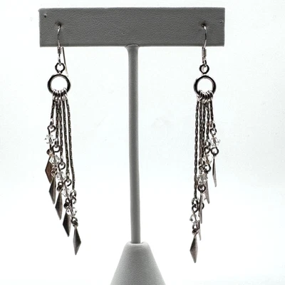 Araña Colgante Cadena Pendientes Cuentas Cristal Plata de Ley 925 Foto 1 de 4