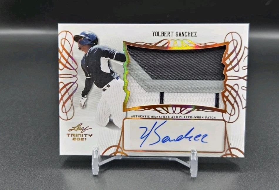2021 LEAF TRINITY BASEBALL YOLBERT SANCHEZ PA-YS1 JERSEY PATCH AUTO BRAVES - Image 1 of 2