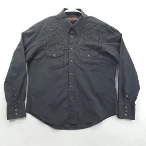 Rock & Roll Cowboy Shirt Mens Large Pinstripe Pearl Snap Embroidered B2S7258 - Picture 1 of 14