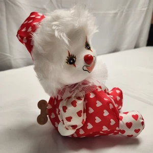 Muñeca Payaso Musical Cuerda De Colección Corazones Cabeza Movimientos Reproduce Música Rojo Blanco Funciona - Imagen 1 de 6