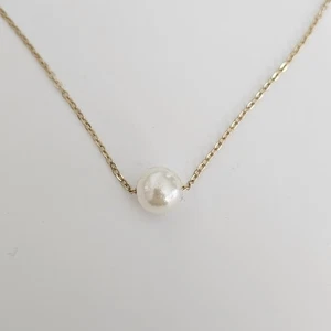 Gargantilla collar cadena acero inoxidable chapado en oro con perlas blancas - Imagen 1 de 2