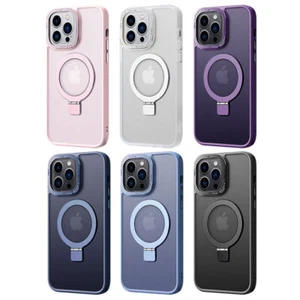 For iPhone 12 13 14 Magnetic Mag Safe Charging Hidden Kickstand Matte Case Cover - Picture 1 of 36