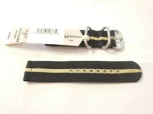 20mm Two Piece Nylon High Quality Hirsch Watch Strap Thick Black & Beige New - Picture 1 of 2
