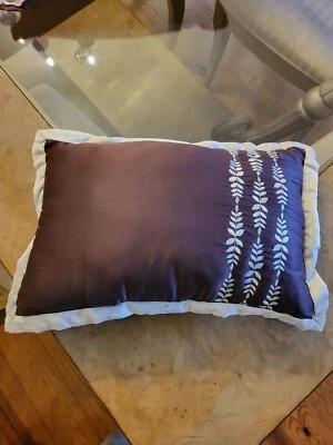 Satin Embroidered Accent Pillow Rectangle Dark Purple And Cream - Image 1 of 4