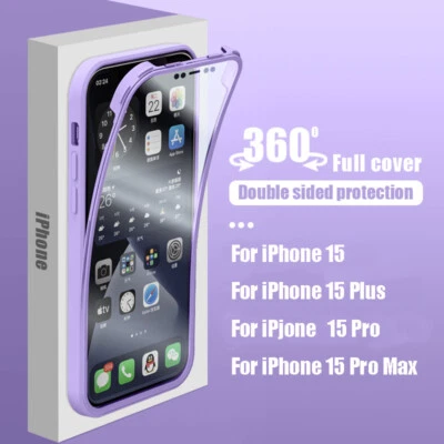 For iPhone 16 15 Pro Max 14 13 12 360° Double Sided Clear Shockproof Case Cover - Image 1 of 4