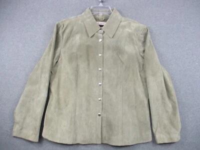 Chaqueta de cuero de gamuza con botones AMI para mujer XL verde cierre a presión Foto 1 de 4