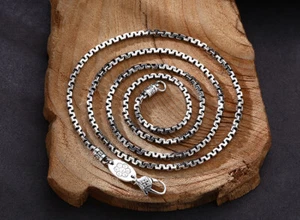 I07 eckige Ankerkette 3 mm Vajra Mantra buddhistisch Silber 925 Länge 50-70 cm - Bild 1 von 6