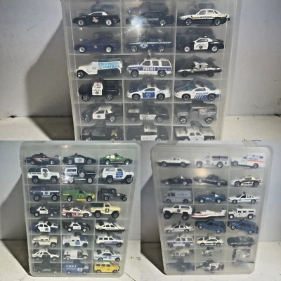 Lot of 72 Police Vehicles 1:64 Scale DieCast with 2 Storage Cases - Image 1 of 4