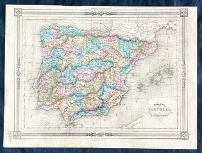 1843 Alexandre Vuillemin Antique Map of Spain & Portugal - Image 1 of 2