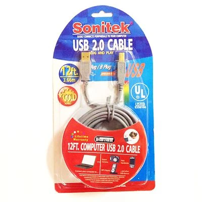 12FT. COMPUTER USB 2.0 CABLE, 608459200547 - Image 1 of 2