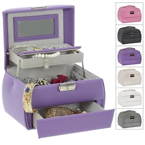 Gorgeous Faux Leather Jewellery Box 3 Tier Vanity Style / Removable Travel Box - Picture 1 of 44