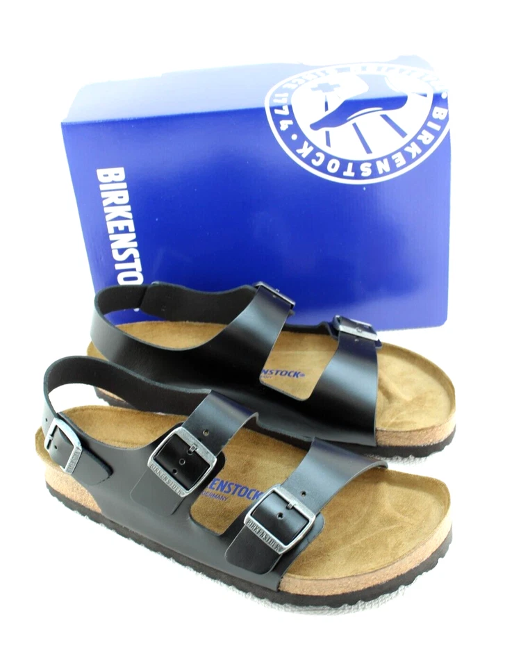 BIRKENSTOCK Milano BS Size 11 Regular Fit Black Leather Men Sandals RETAIL