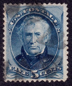 US Scott 185, 1879 Taylor, 5c blue, FINE USED - Picture 1 of 1