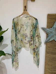 River Island Vintage Y2K Floral Semi Sheer Dipped Hem Kaftan Kimono Jacket 16 XL - Picture 1 of 5