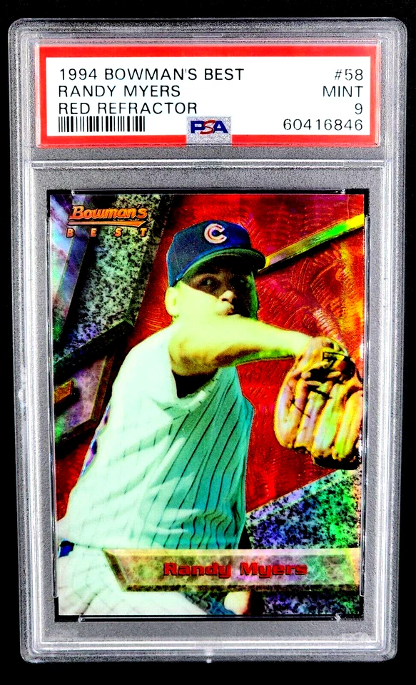 Bowman's Best Red Refractor #58 Randy Myers 1994 PSA 9 como nuevo POP 1 solo 1 superior Foto 1 de 4