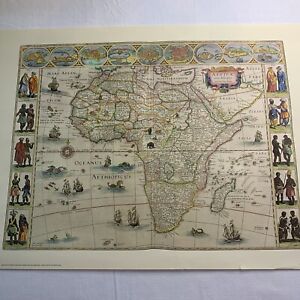 Vintage Hammond Map Reproduction Print Of Africa By Guilielmo Blaeuw 17th Cent