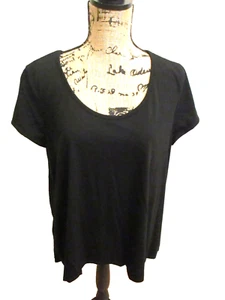 Rue 21 Damen Kurzarm Top, High-Low Saum, schwarz, weicher Strick, lockere Passform, Größe XL - Bild 1 von 8