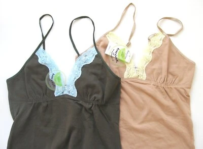 A206 Honeydew NEW Women Luxury Lace Touch Cotton Camisole Hipster Set Tan Forest - Изображение 1 из 4