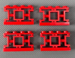 LEGO Red  1x4x2 Ornamental Asian Lattice Fence 4 Studs (x4) Part 32932 - Picture 1 of 8