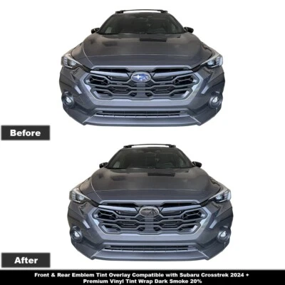 Crux Moto Front & Rear Emblem Overlay Dark Smoke 20% for Subaru Crosstrek 24+ - Image 1 of 4