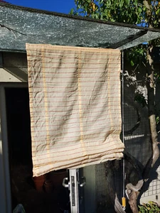 Raffrollo beige mit weinroten Streifen, Baumwolle - Bild 1 von 4