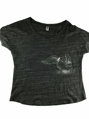 Triblend Royal Apparel Brand T Shirt.  Heathered Dark Gray.  Short Sleeve.  Crop - Image 1 of 4