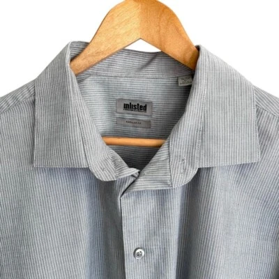 Camisa de vestir Kenneth Cole a rayas sin listar ajuste regular abotonada manga larga XL Foto 1 de 4