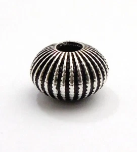 40 PCS 10X7MM CORRUGATED RONDELLE BEAD OXIDIZED SILVER PLATED 729 - Picture 1 of 3