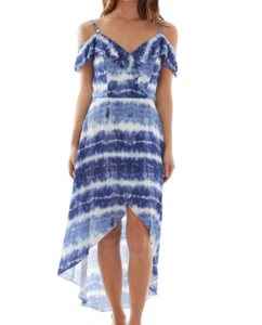 BCX Women Dress Blue Ruffled High-low Hemline Cold Shoulder Breezy Sz XXL NWT - Picture 1 of 13