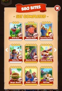 BBQ Bites  Set, Coin Master Game, 4 white cards - Picture 1 of 1