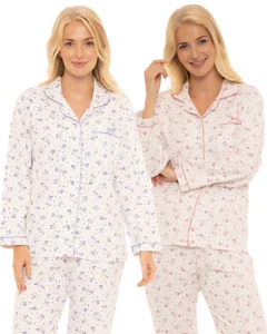 Ladies Classic Brushed Wincy Pyjama in 100% Cotton by Suzy & Me - Picture 1 of 25