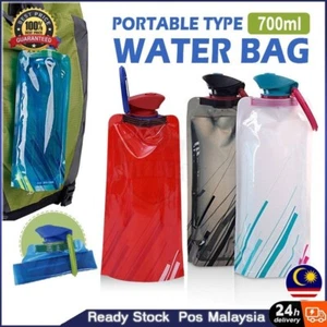 (SET 3) 700ML Outdoor Collapsible Portable Foldable Water Pouch Bottles Sports - Picture 1 of 8