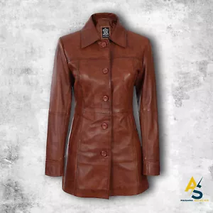 Mujer Blazer Chaqueta de Cuero Genuino para Invierno, Hermosa Chaqueta Marrón Mujer Nueva - Imagen 1 de 4