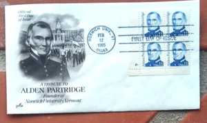 ALDEN PARTRIDGE VATER MILITÄRISCHE AUSBILDUNG ROTC 1985 COVERCRAFT BRIEFMARKENBLOCK FDC + I - Bild 1 von 1