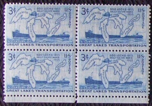 US 3¢ stamp Scott #1069 Great Lakes Transportation MNH 1955 block of4. - Picture 1 of 1