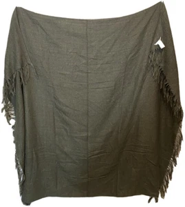 WEST ELM Gray  Knit Acrylic Throw 50" x 60" Fringe Super Soft - Picture 1 of 8