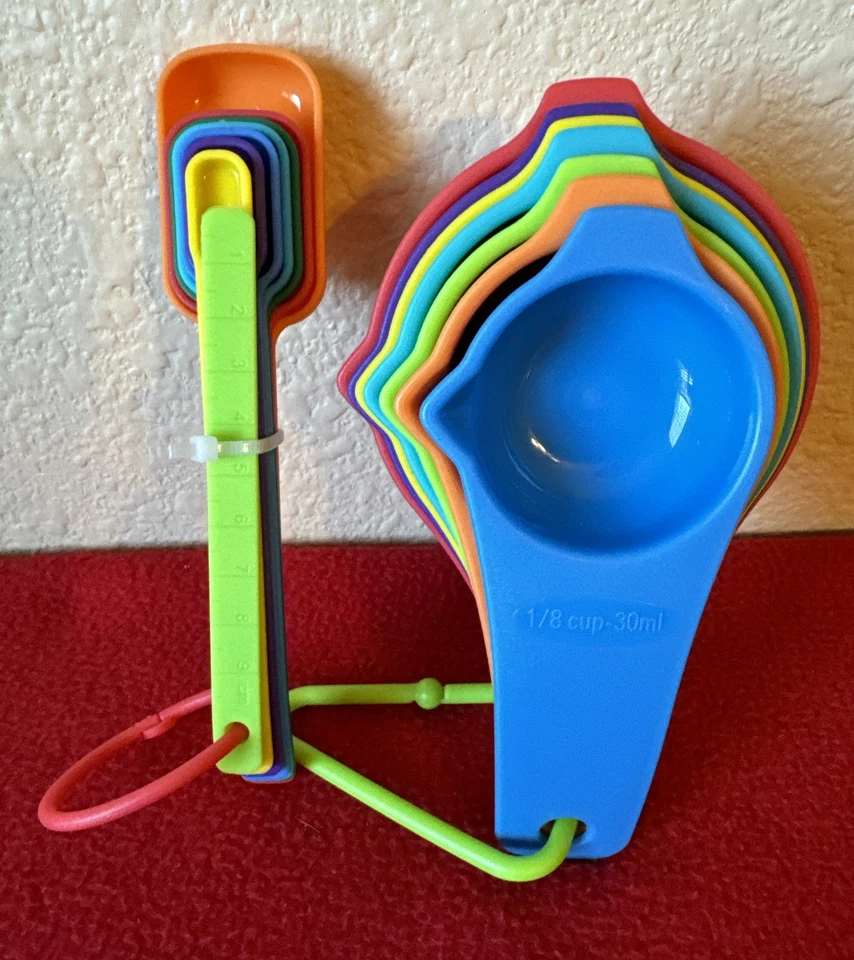 EH Multi-Color Measuring Cups and Spoons 12 Piece Set Plastic Cooking Kitchen
