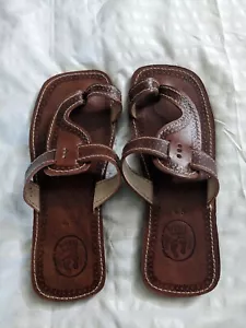 Genuine Natural Leather Flip-Flop Men Male African Sandals Size 11.5 - Picture 1 of 15
