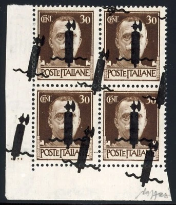 Italia 1944 RARO Doble Sobreimpresión en Negro Sc# 2 Variedad, Sass# 492Afa NH con Certificado Foto 1 de 3