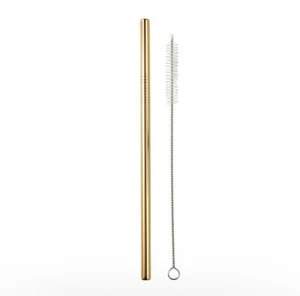 BRANDNEU Gold Edelstahl Strohhalm & Reinigungsbürste in Tasche von That’s All Brandneu mit Etikett - Bild 1 von 2
