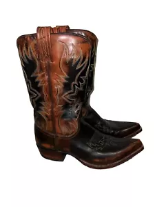 Dan Post Vintage Rare Leather Cowboy Western Boots Brown Size 10 1/2 D - Picture 1 of 19
